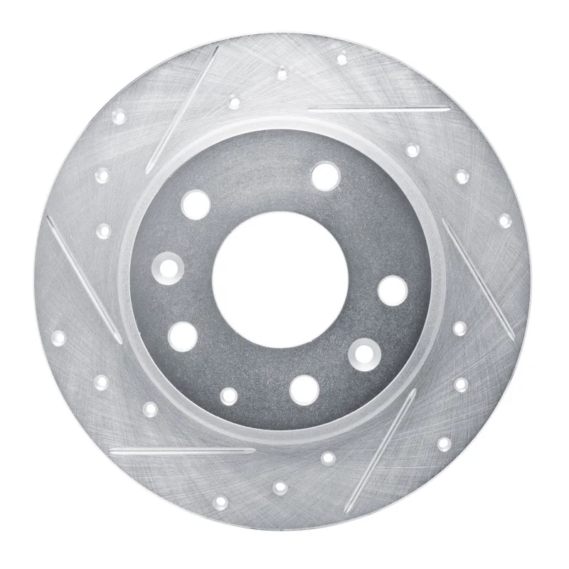 R1 Concepts 631-80079L, R1 14-25 Mazda 3 Rear Left Drilled & Slotted Silver Brake Rotor
