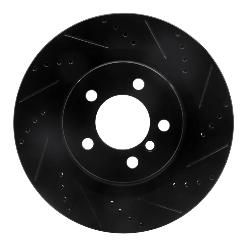 R1 Concepts 633-11015R, R1 06-09 Land Rover Range Rover Front Right Drilled & Slotted Black Brake Rotor