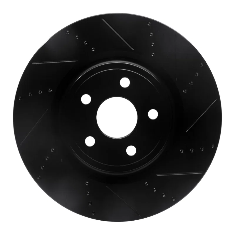 R1 Concepts 633-42009R, R1 2012-2025 Dodge Durango Front Right Drilled & Slotted Black Brake Rotor