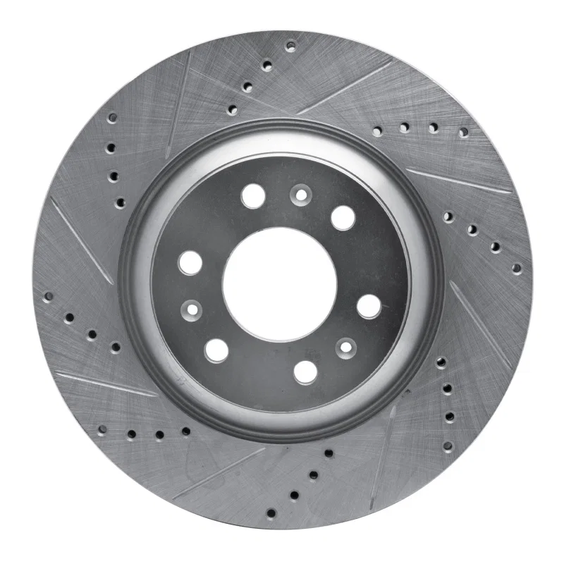 R1 Concepts 631-46043L, R1 04-09 Cadillac SRX Front Left Drilled & Slotted Silver Brake Rotor