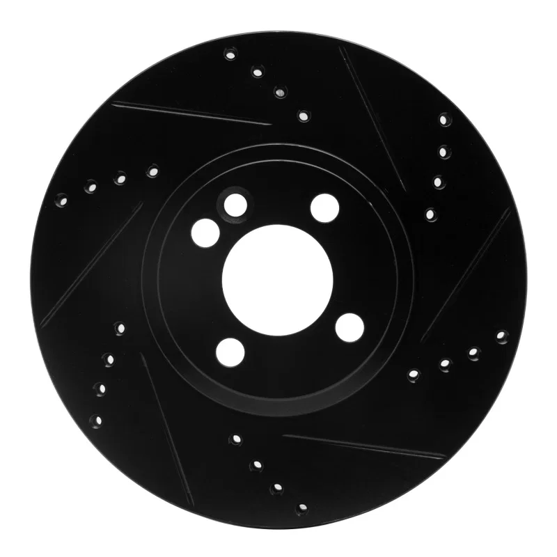 R1 Concepts 633-32006R, R1 07-15 Mini Cooper (Excl Clubman) Front Right Drilled & Slotted Black Brake Rotor