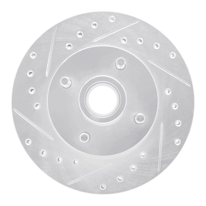 R1 Concepts 631-54015L, R1 78-93 Ford Thunderbird Front Left Drilled & Slotted Silver Brake Rotor
