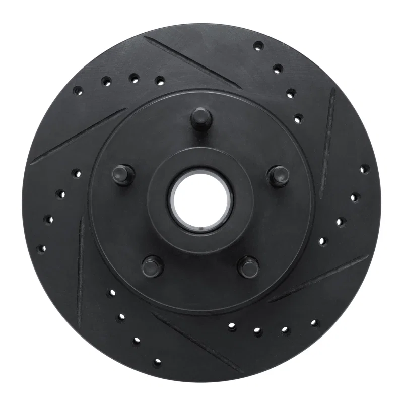 R1 Concepts 633-40005R, R1 70-72 Dodge Charger Front Right Drilled & Slotted Black Brake Rotor