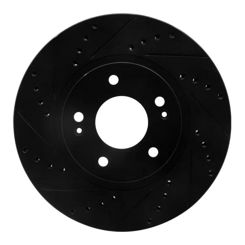 R1 Concepts 633-03045L, R1 01-06 Hyundai Santa Fe Front Left Drilled & Slotted Black Brake Rotor
