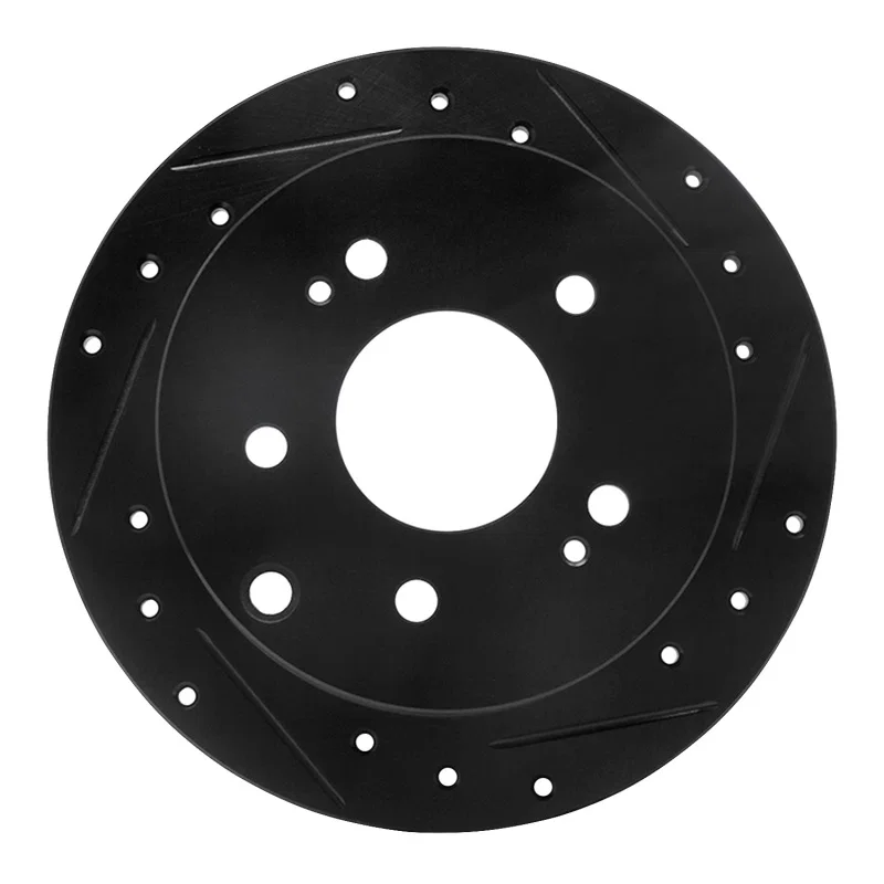 R1 Concepts 633-72038R, R1 04-12 Mitsubishi Eclipse Rear Right Drilled & Slotted Black Brake Rotor
