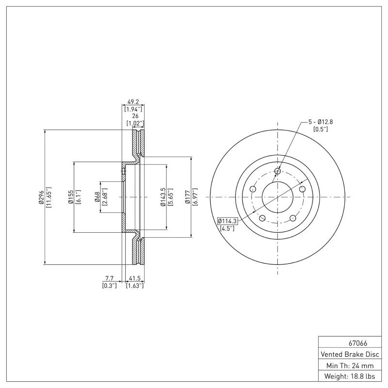 R1 Concepts ERE-67066, R1 13-25 Nissan Altima Front Brake Rotor