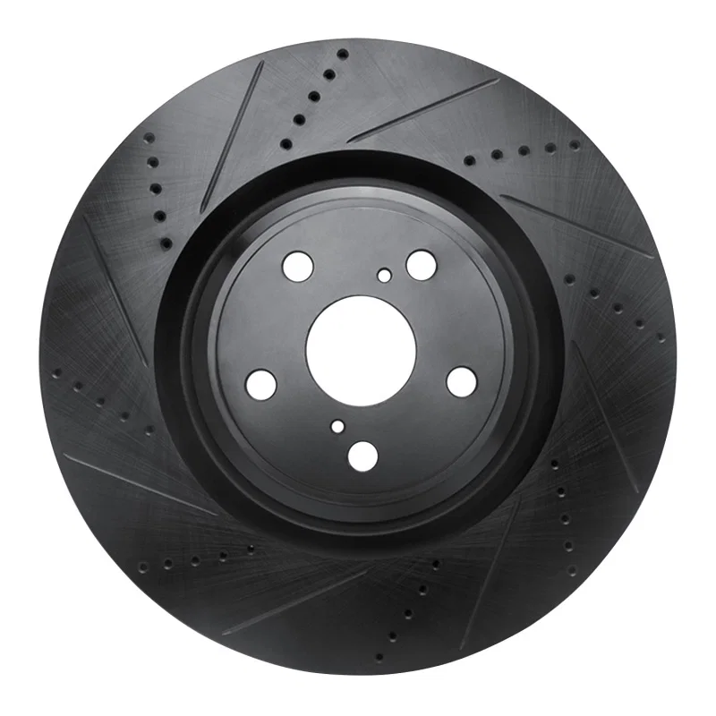R1 Concepts 633-75031D, R1 10-17 Lexus LS460 Right Front Drilled & Slotted Black Brake Rotor
