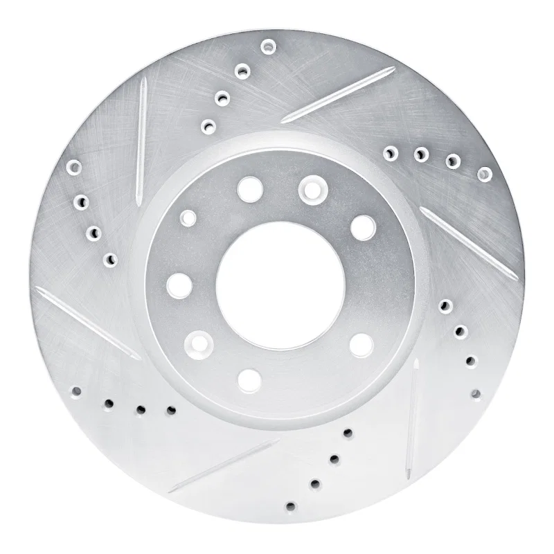 R1 Concepts 631-80066L, R1 07-12 Mazda CX-7 Front Left Drilled & Slotted Silver Brake Rotor