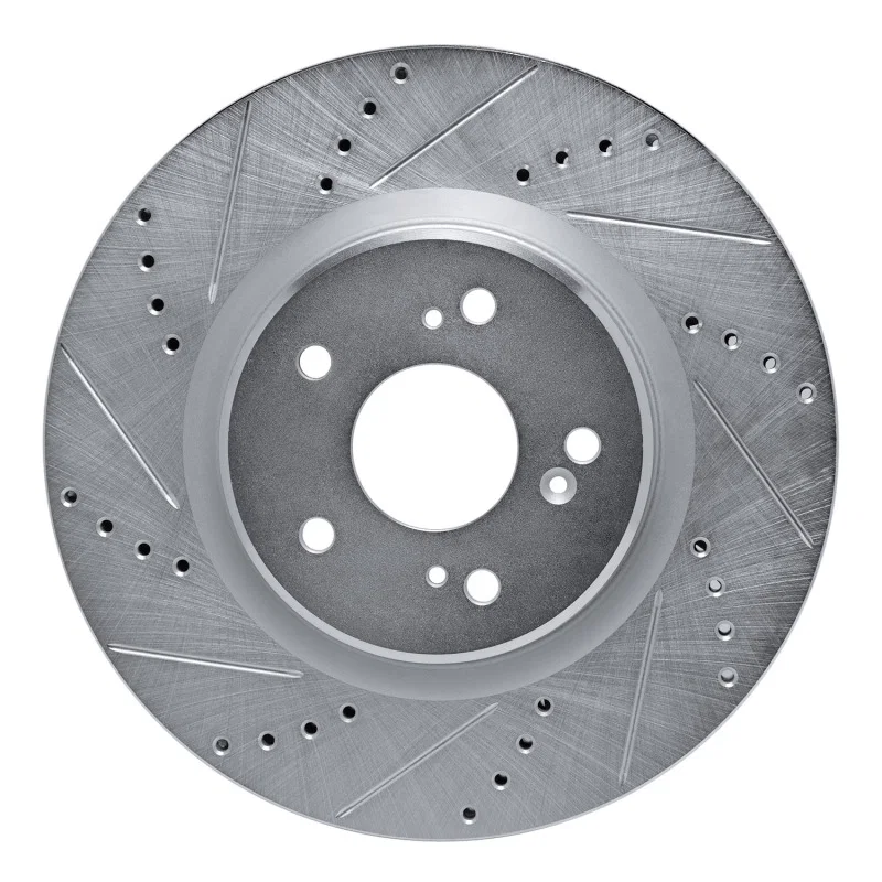 R1 Concepts 631-58032L, R1 2019-2025 Acura RDX Front Left Drilled & Slotted Silver Brake Rotor