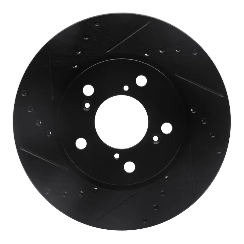 R1 Concepts 633-59049L, R1 05-10 Honda Odyssey Front Left Drilled & Slotted Black Brake Rotor