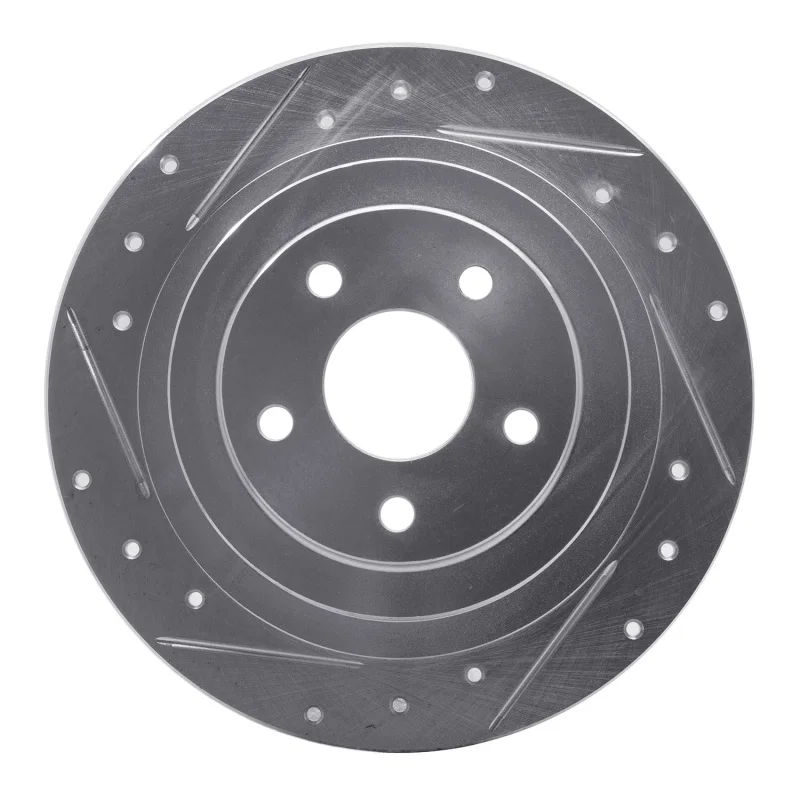 R1 Concepts 631-13032L, R1 00-06 Subaru Outback Rear Left Drilled & Slotted Silver Brake Rotor