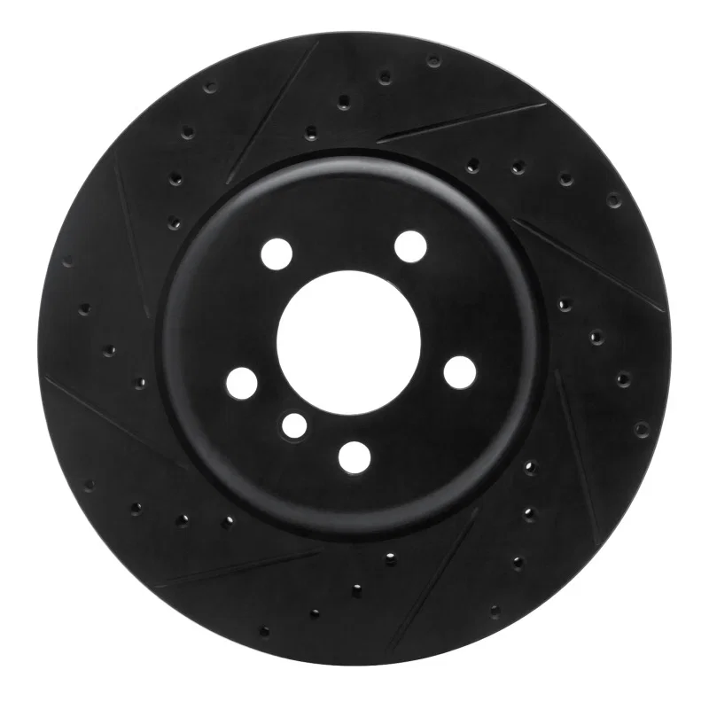 R1 Concepts 633-31097L, R1 11-19 BMW 640I Gran Coupe Front Left Drilled & Slotted Black Brake Rotor