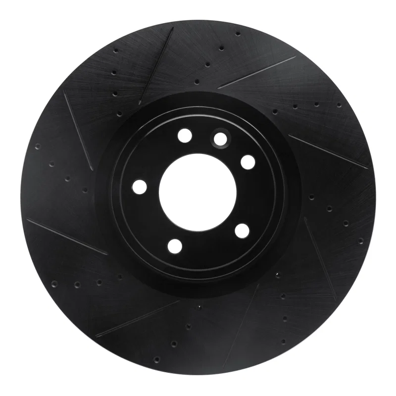 R1 Concepts 633-11029L, R1 18-25 Land Rover Defender 110 Front Left Drilled & Slotted Black Brake Rotor