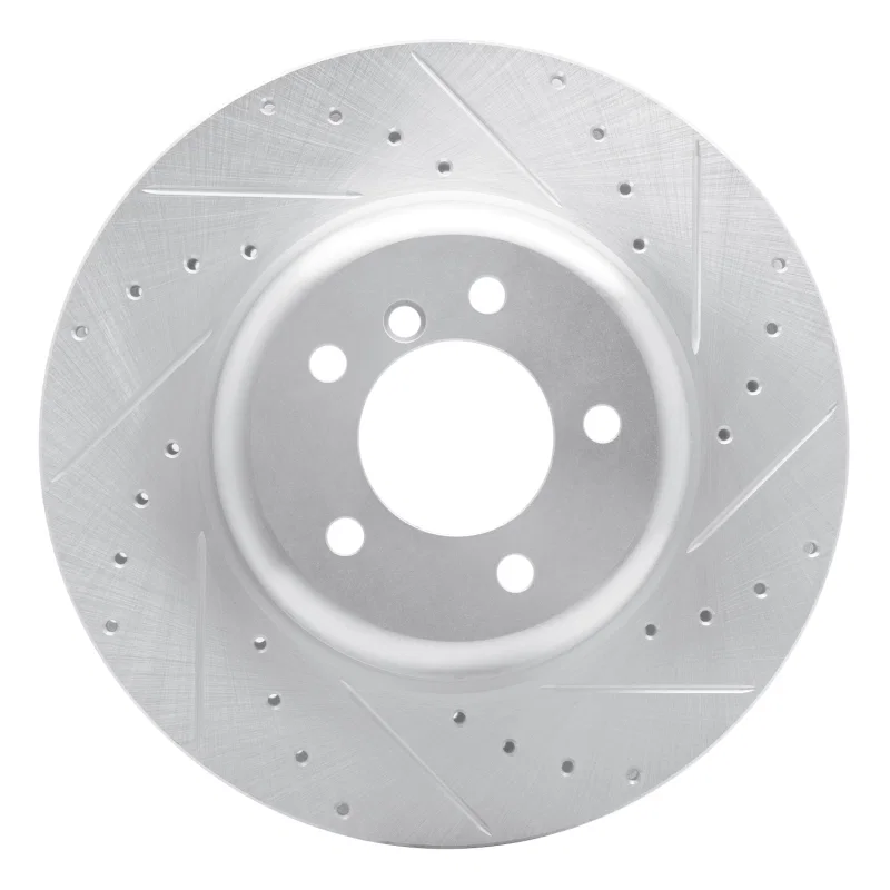 R1 Concepts 631-31063R, R1 04-10 BMW 650I Coupe Front Right Drilled & Slotted Silver Brake Rotor