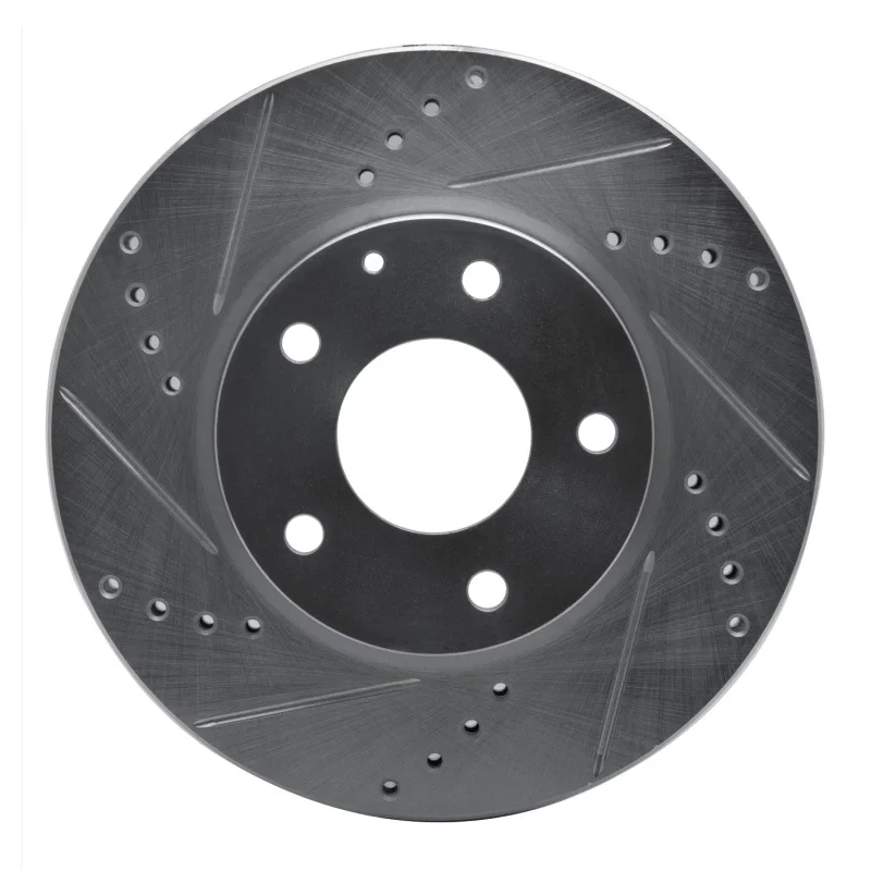 R1 Concepts 631-80053L, R1 14-24 Mazda CX-3 Front Left Drilled & Slotted Silver Brake Rotor