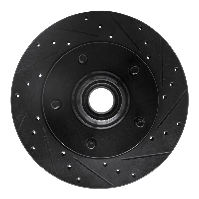 R1 Concepts 633-54130R, R1 94-03 Ford E-150 Club Wagon Front Right Drilled & Slotted Black Brake Rotor