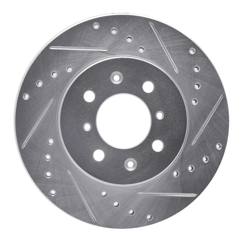 R1 Concepts 631-80055R, R1 82-84 Mazda B2000 Front Right Drilled & Slotted Silver Brake Rotor