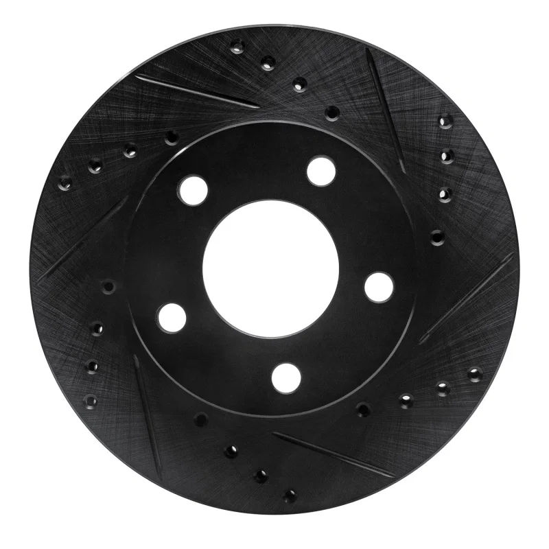 R1 Concepts 633-54016D, R1 75-80 Ford Granada Right Rear Drilled & Slotted Black Brake Rotor