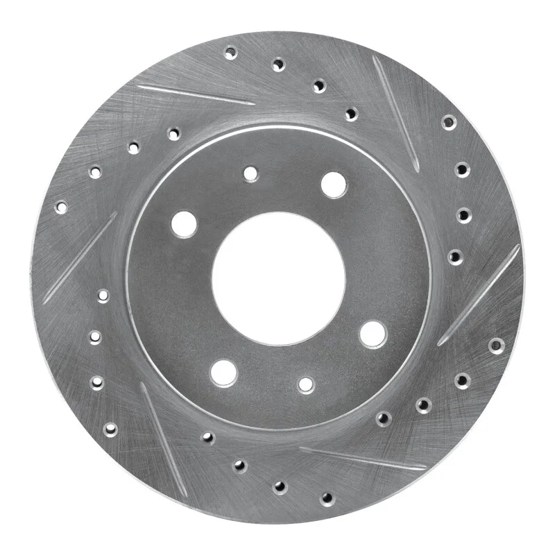 R1 Concepts 631-72006R, R1 85-91 Dodge 2000 GTX Front Right Drilled & Slotted Silver Brake Rotor