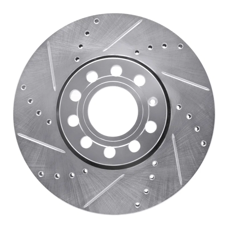 R1 Concepts 631-74041L, R1 92-95 Volkswagen EuroVan Front Left Drilled & Slotted Silver Brake Rotor