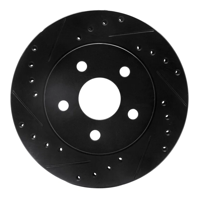 R1 Concepts 633-40010L, R1 91-92 Dodge Monaco Front Left Drilled & Slotted Black Brake Rotor