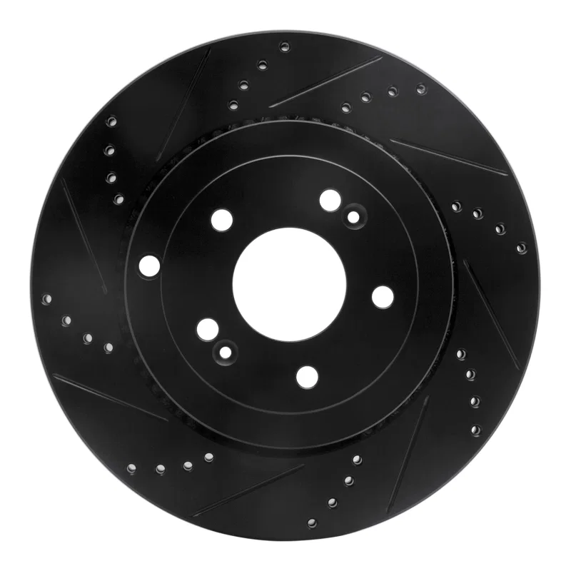 R1 Concepts 633-03031L, R1 10-16 Hyundai Genesis Coupe Rear Left Drilled & Slotted Black Brake Rotor