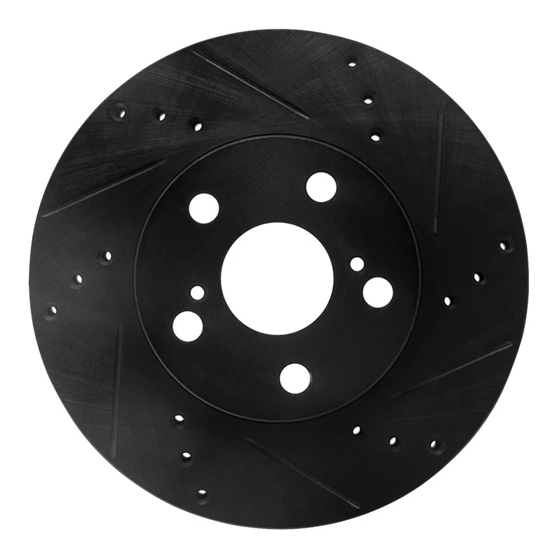 R1 Concepts 633-76087R, R1 10-17 Lexus CT200H Front Right Drilled & Slotted Black Brake Rotor