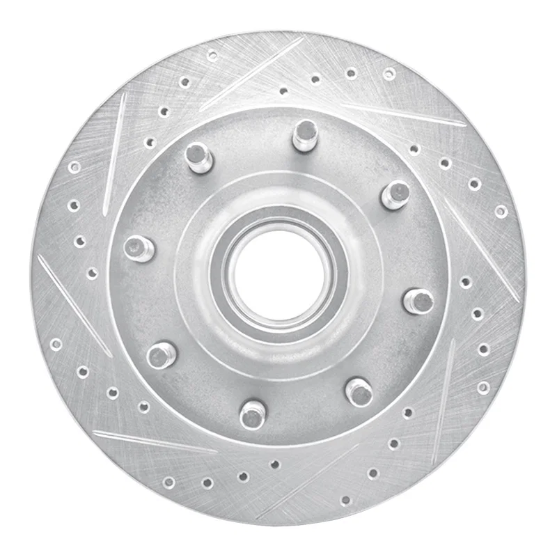 R1 Concepts 631-54118L, R1 86-94 Ford E-250 Econoline Front Left Drilled & Slotted Silver Brake Rotor