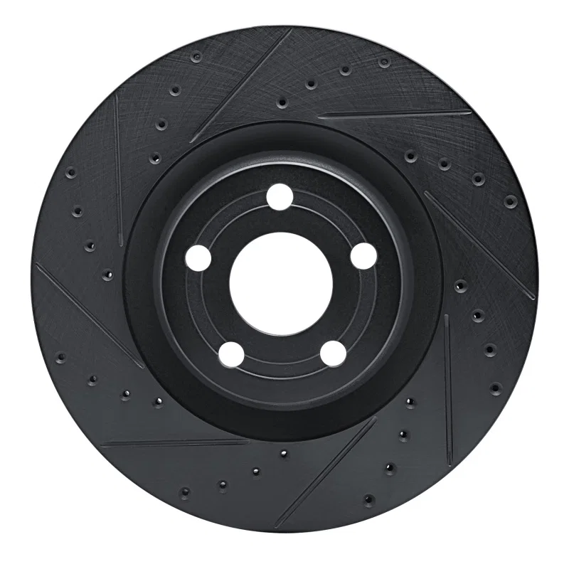 R1 Concepts 633-54296L, R1 22-25 Ford Maverick Front Left Drilled & Slotted Black Brake Rotor