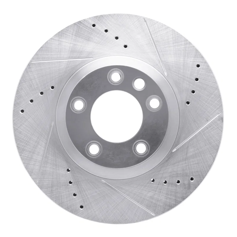R1 Concepts 631-74057D, R1 11-18 Porsche CAYENNE Left Front Drilled & Slotted Silver Brake Rotor