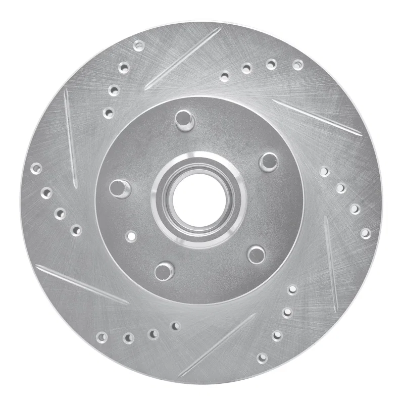 R1 Concepts 631-27010L, R1 82-87 Volvo 740 Front Left Drilled & Slotted Silver Brake Rotor