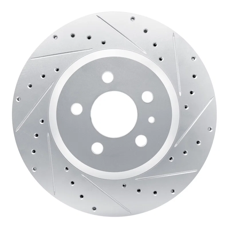 R1 Concepts 631-26004R, R1 17-25 Tesla Model 3 Front Right Drilled & Slotted Silver Brake Rotor