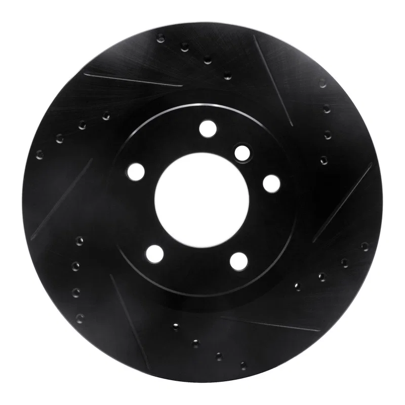 R1 Concepts 633-31036D, R1 95-99 BMW M3 E36 Left Front Drilled & Slotted Black Brake Rotor