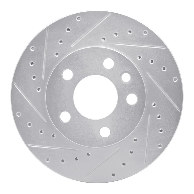 R1 Concepts 631-74043L, R1 96-00 Volkswagen EuroVan Front Left Drilled & Slotted Silver Brake Rotor