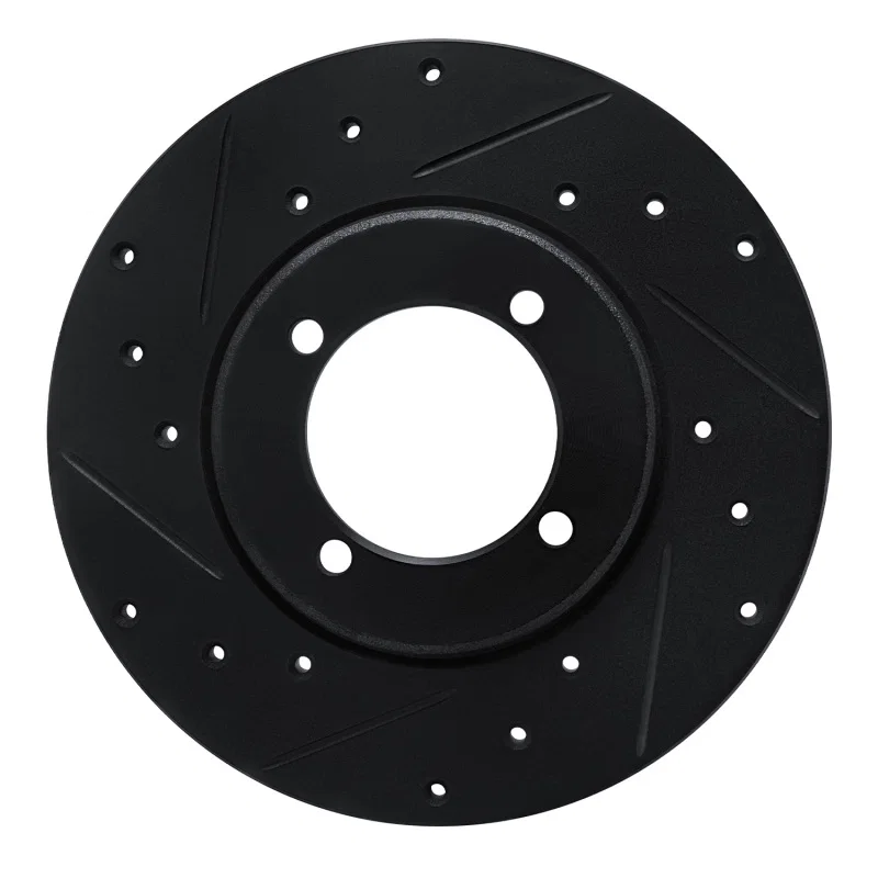 R1 Concepts 633-40000L, R1 78-83 Dodge Challenger Front Left Drilled & Slotted Black Brake Rotor