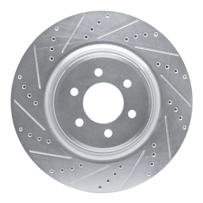 R1 Concepts 631-40022L, R1 03-17 Dodge Viper Front Left Drilled & Slotted Silver Brake Rotor