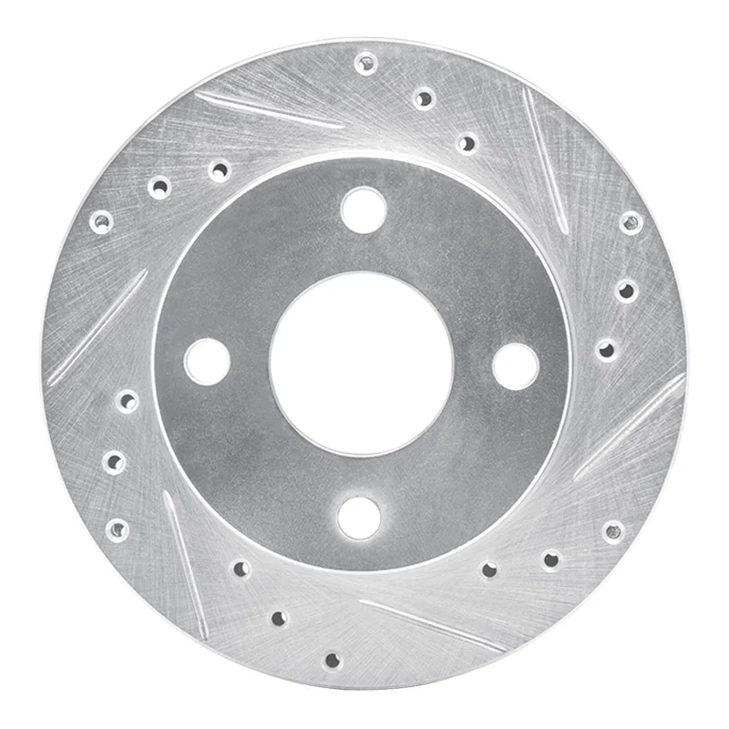 R1 Concepts 631-54007R, R1 81-94 Ford EXP Front Right Drilled & Slotted Silver Brake Rotor