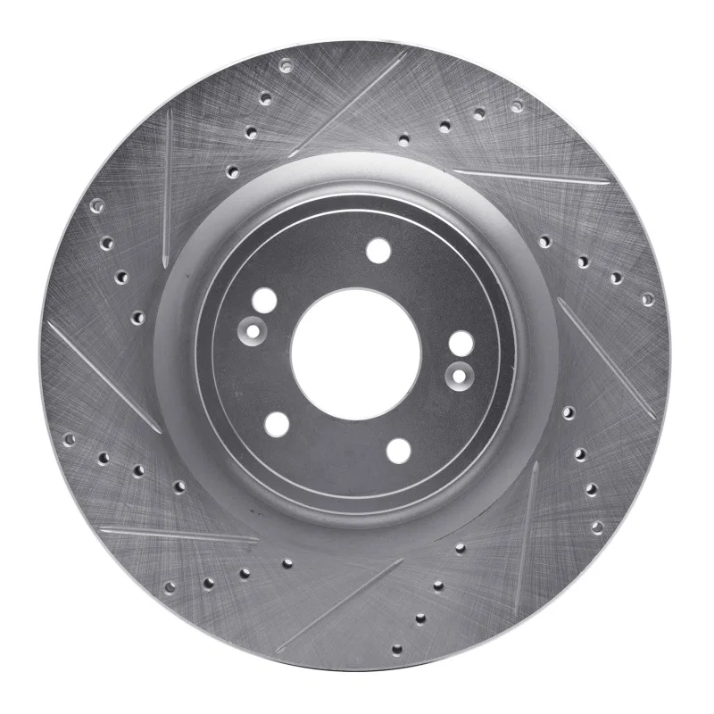 R1 Concepts 631-21038L, R1 18-22 Genesis G70 Front Left Drilled & Slotted Silver Brake Rotor