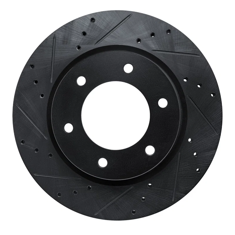 R1 Concepts 633-54275L, R1 19-25 Ford BRONCO Front Left Drilled & Slotted Black Brake Rotor