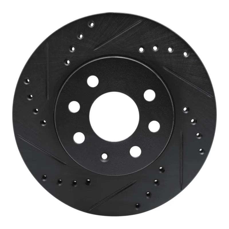 R1 Concepts 633-18004L, R1 99-99 Daewoo Nubira Front Left Drilled & Slotted Black Brake Rotor