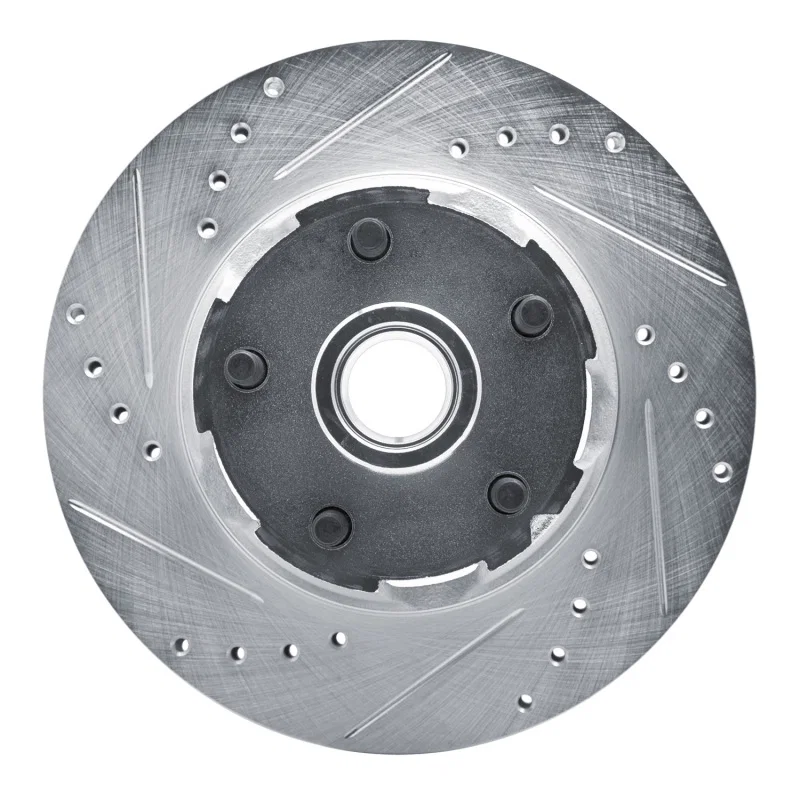 R1 Concepts 631-54040L, R1 65-67 Ford Falcon Front Left Drilled & Slotted Silver Brake Rotor