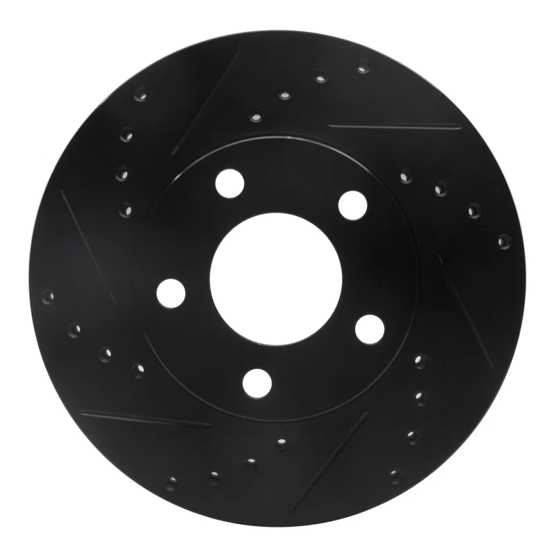 R1 Concepts 633-54033L, R1 94-04 Ford Mustang Front Left Drilled & Slotted Black Brake Rotor