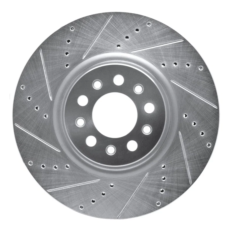 R1 Concepts 631-42013L, R1 14-25 Alfa Romeo Tonale Front Left Drilled & Slotted Silver Brake Rotor