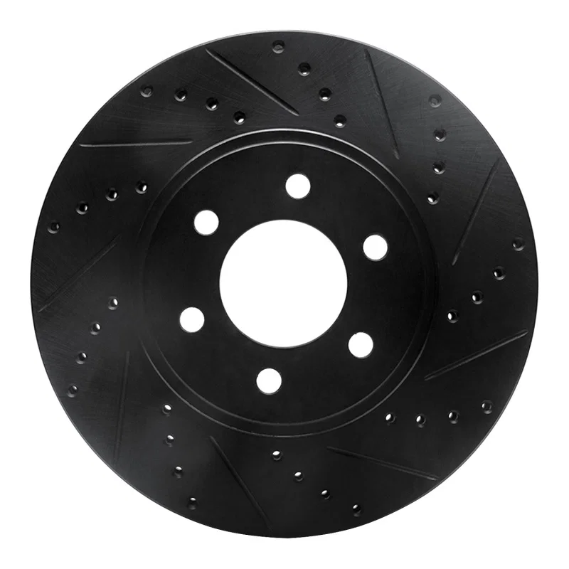 R1 Concepts 633-40100R, R1 03-03 Dodge Durango Front Right Drilled & Slotted Black Brake Rotor