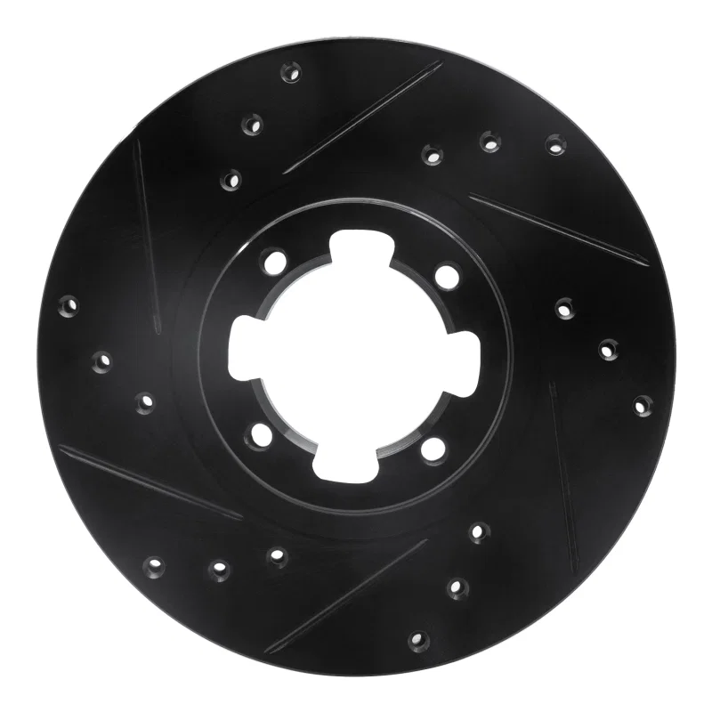 R1 Concepts 633-13000L, R1 85-94 Subaru GL-10 Front Left Drilled & Slotted Black Brake Rotor