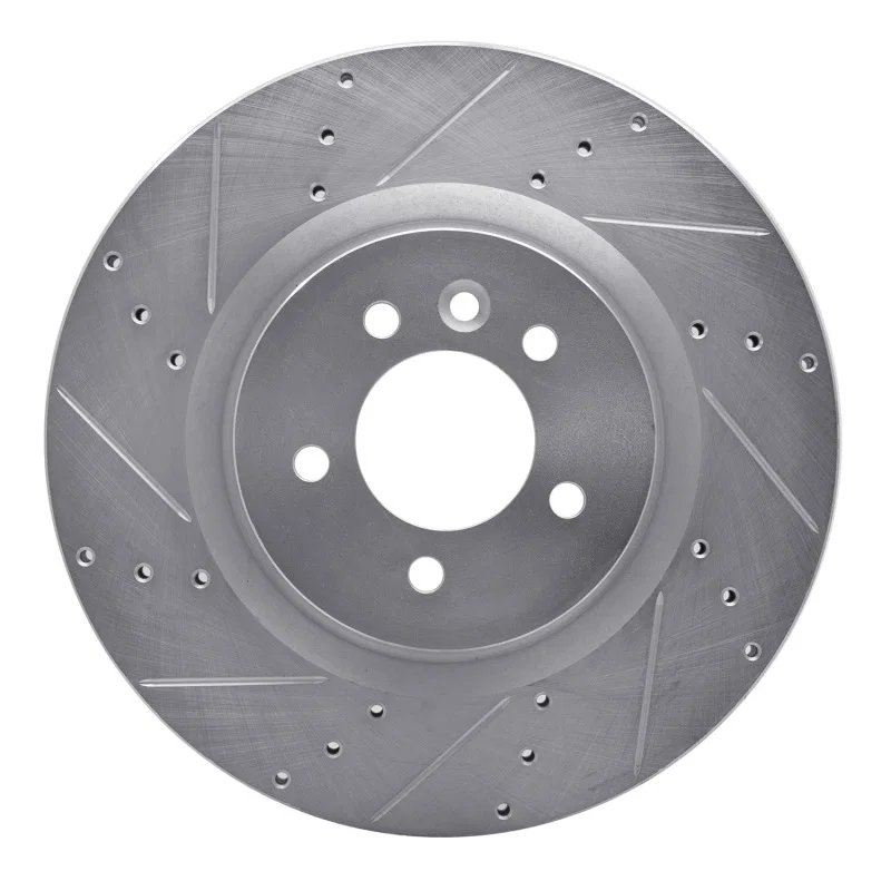R1 Concepts 631-11011L, R1 06-17 Land Rover Discovery Front Left Drilled & Slotted Silver Brake Rotor