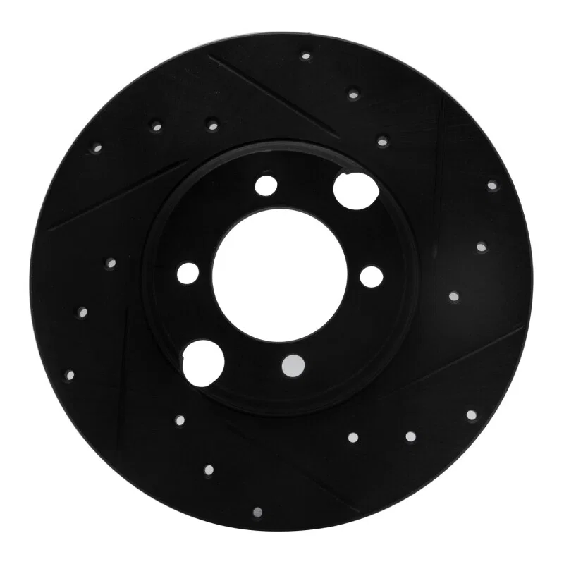 R1 Concepts 633-20005R, R1 83-93 Jaguar XJRS Rear Right Drilled & Slotted Black Brake Rotor