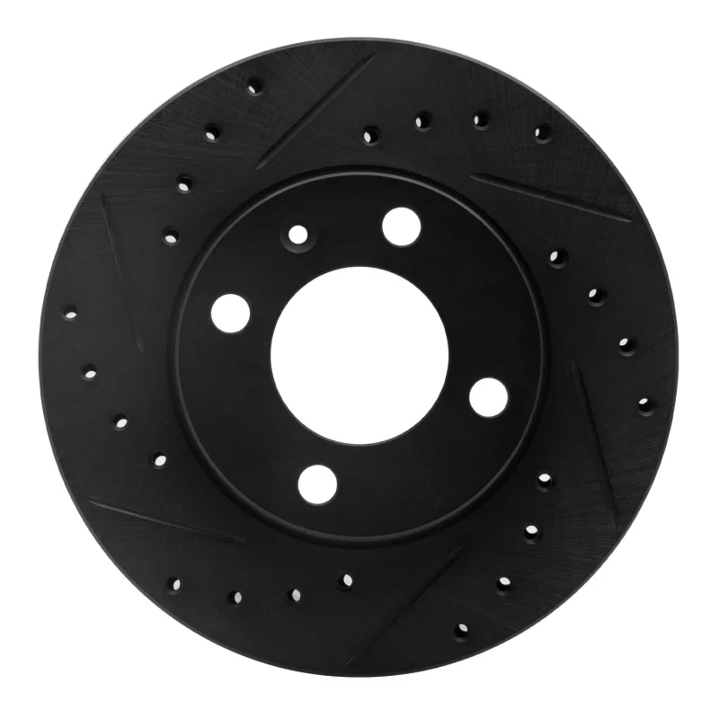 R1 Concepts 633-74004L, R1 80-08 Audi 4000 Front Left Drilled & Slotted Black Brake Rotor