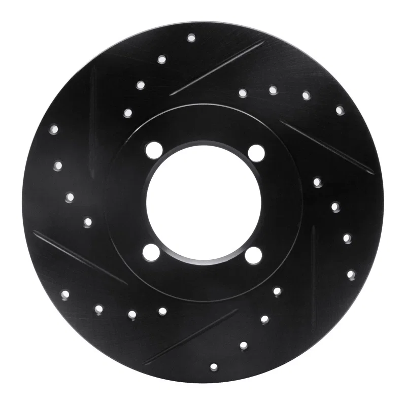 R1 Concepts 633-22001L, R1 74-79 Lotus Eclat Front Left Drilled & Slotted Black Brake Rotor