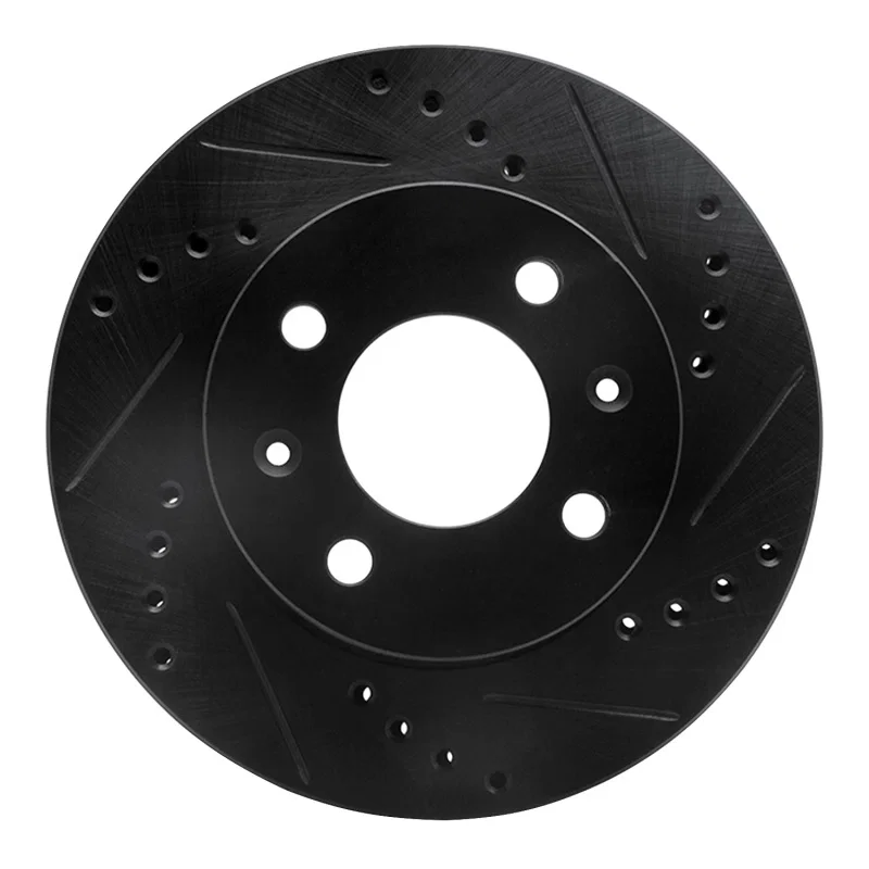 R1 Concepts 633-03018R, R1 03-06 Dodge Verna (Mexico) Front Right Drilled & Slotted Black Brake Rotor